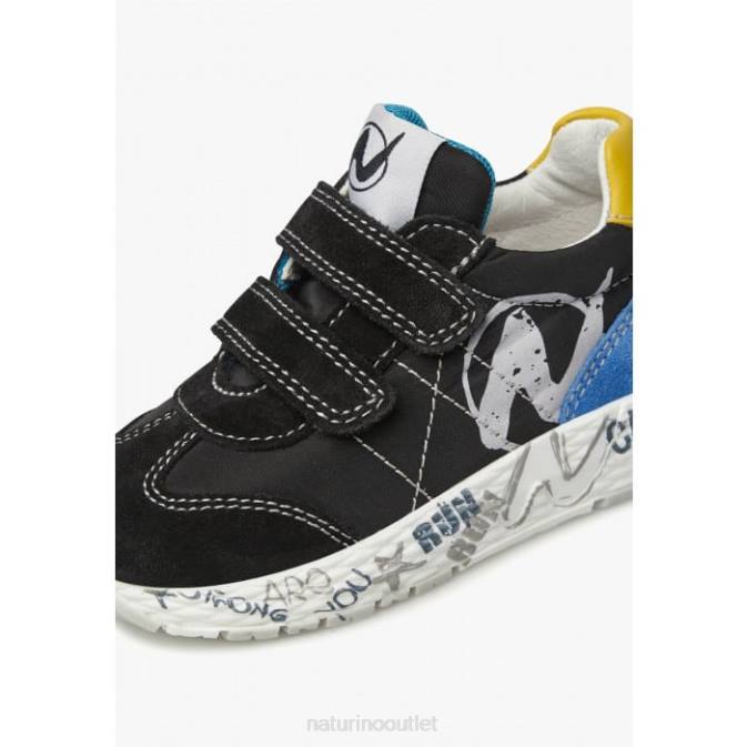 Kids Naturino Black JESKO VL. Suede and Technical Fabric Sneakers J6T6425