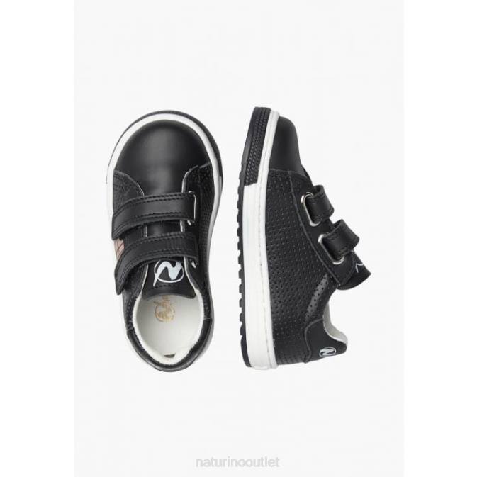 Kids Naturino Black SEAM VL Leather Sneakers J6T6443
