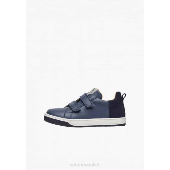 Kids Naturino Blue CALEB VL Nappa Leather and Suede Sneakers J6T6525