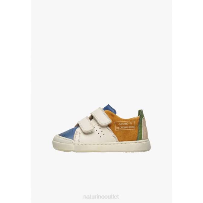 Kids Naturino Blue-Cognac TRAJAN VL Leather and Suede Sneakers J6T6499