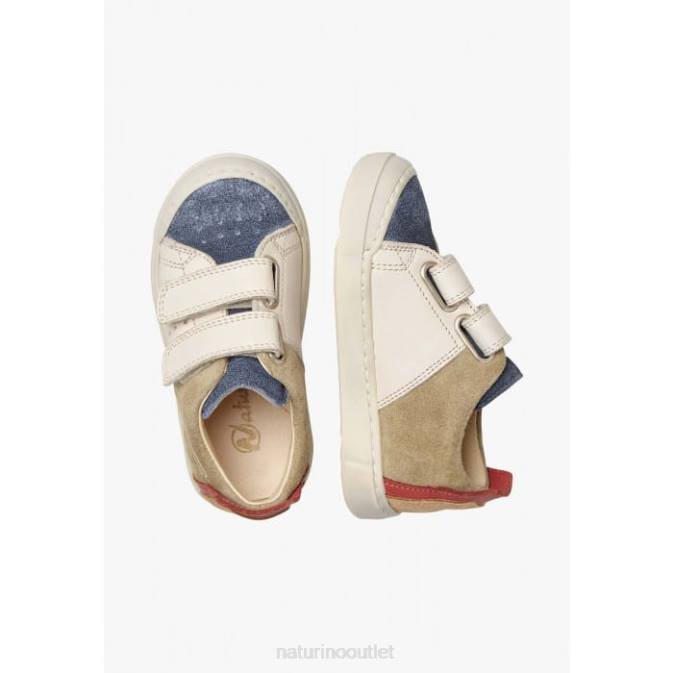 Kids Naturino Blue-Dove Grey TRAJAN VL Leather and Suede Sneakers J6T6380