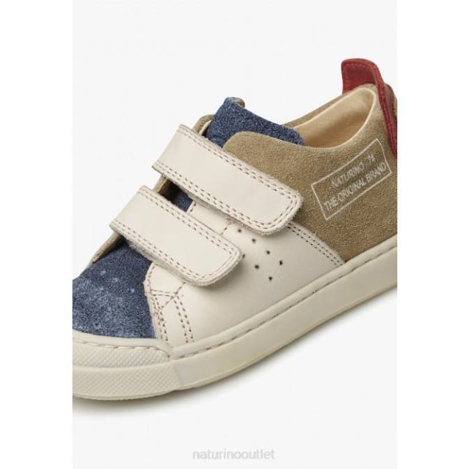 Kids Naturino Blue-Dove Grey TRAJAN VL Leather and Suede Sneakers J6T6380