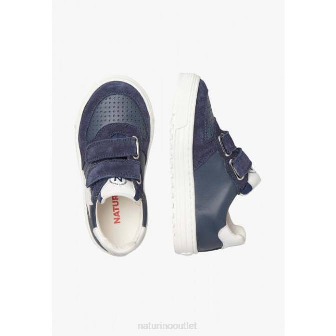 Kids Naturino Blue HESS VL. Leather and Suede Sneakers J6T6475