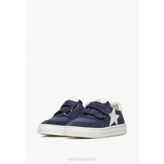 Kids Naturino Blue HESS VL. Leather and Suede Sneakers J6T6475
