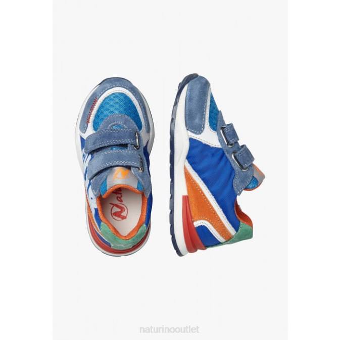 Kids Naturino Blue-Red BLEY VL Suede and Fabric Sneakers J6T6470