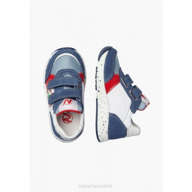 Kids Naturino Blue-White JESKO STAR VL. Suede and Fabric Sneakers J6T6500