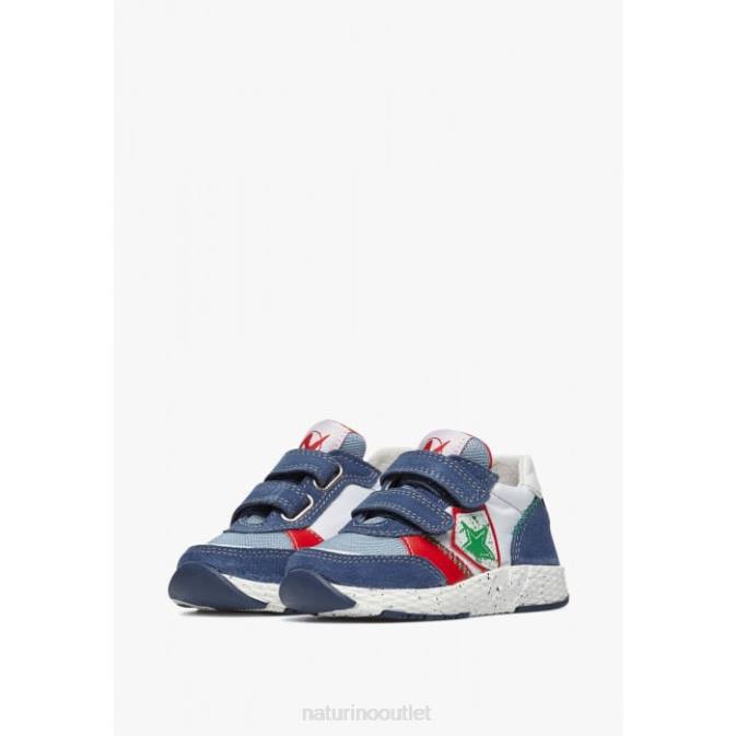 Kids Naturino Blue-White JESKO STAR VL. Suede and Fabric Sneakers J6T6500