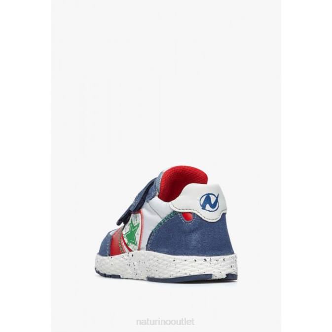 Kids Naturino Blue-White JESKO STAR VL. Suede and Fabric Sneakers J6T6500
