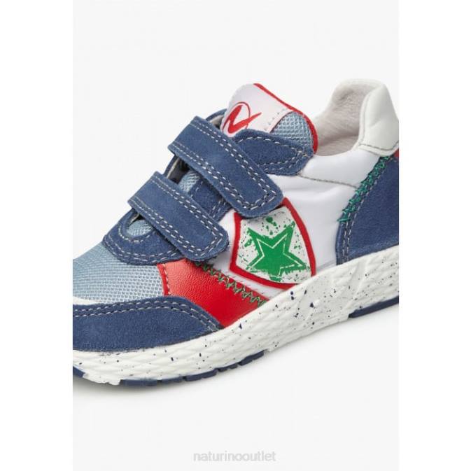 Kids Naturino Blue-White JESKO STAR VL. Suede and Fabric Sneakers J6T6500