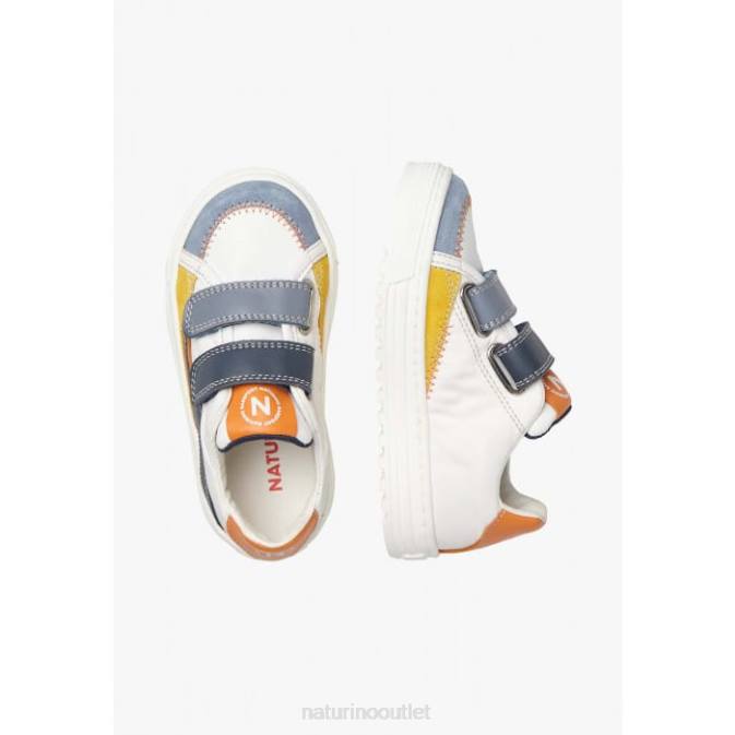 Kids Naturino Blue-White WAVE VL. Leather and Fabric Sneakers J6T6444