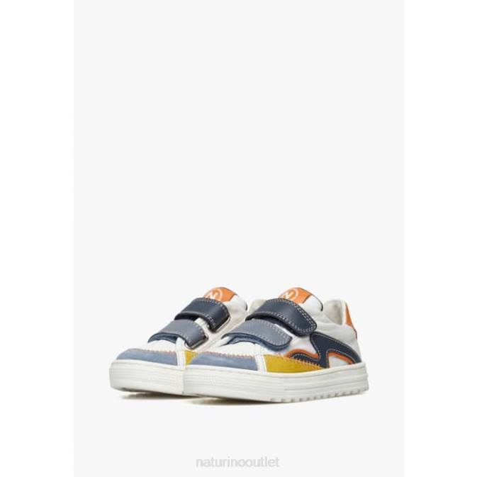 Kids Naturino Blue-White WAVE VL. Leather and Fabric Sneakers J6T6444