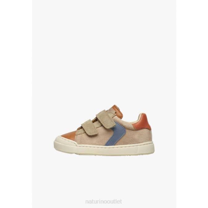 Kids Naturino Brown-Dove Grey CLARENDON VL Leather and Suede Sneakers J6T6455