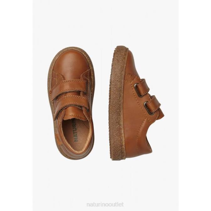 Kids Naturino Cognac CAREX VL Nappa Leather Sneakers J6T6105