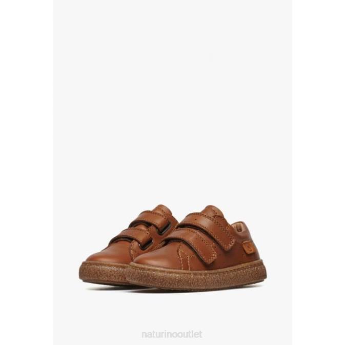 Kids Naturino Cognac CAREX VL Nappa Leather Sneakers J6T6105