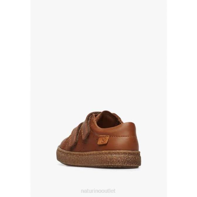 Kids Naturino Cognac CAREX VL Nappa Leather Sneakers J6T6105