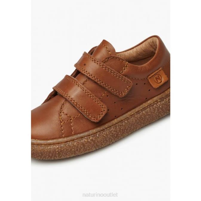 Kids Naturino Cognac CAREX VL Nappa Leather Sneakers J6T6105