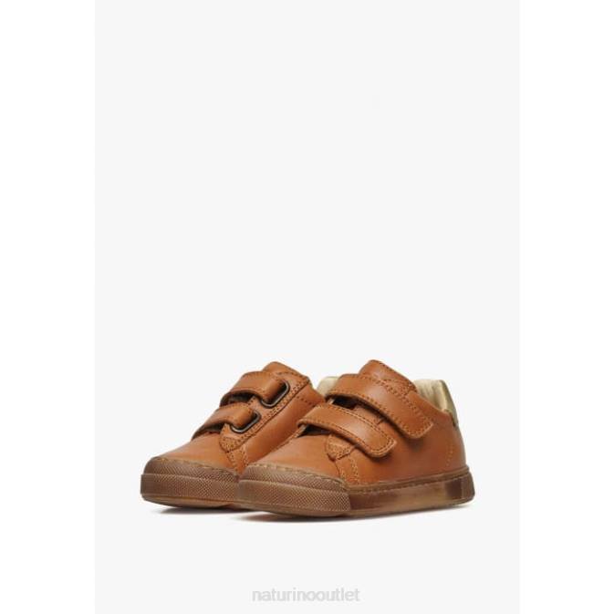 Kids Naturino Cognac EINDHOVEN VL Nappa Leather Sneakers J6T6432