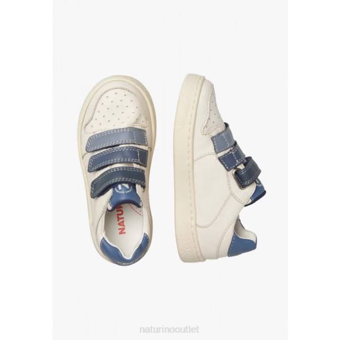 Kids Naturino Cream-Blue THERAL VL. Leather Sneakers J6T6474