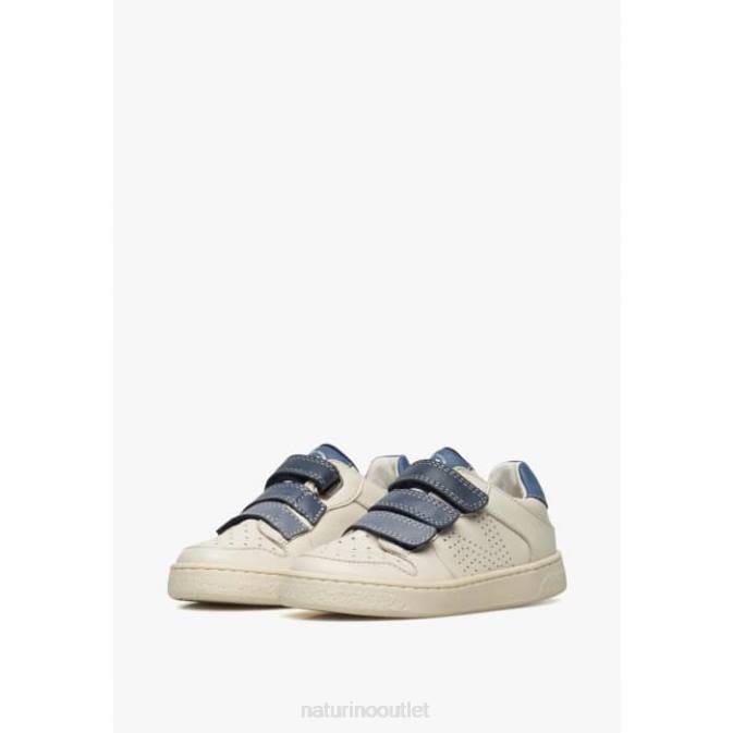 Kids Naturino Cream-Blue THERAL VL. Leather Sneakers J6T6474