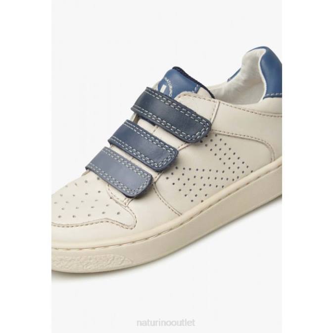 Kids Naturino Cream-Blue THERAL VL. Leather Sneakers J6T6474