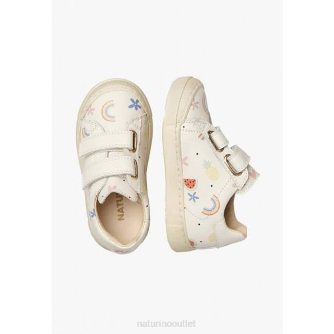 Kids Naturino Cream EINDHOVEN VL Leather Sneakers J6T6498