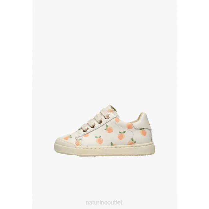 Kids Naturino Cream EINDHOVEN ZIP Apricot Print Leather Sneakers J6T6403
