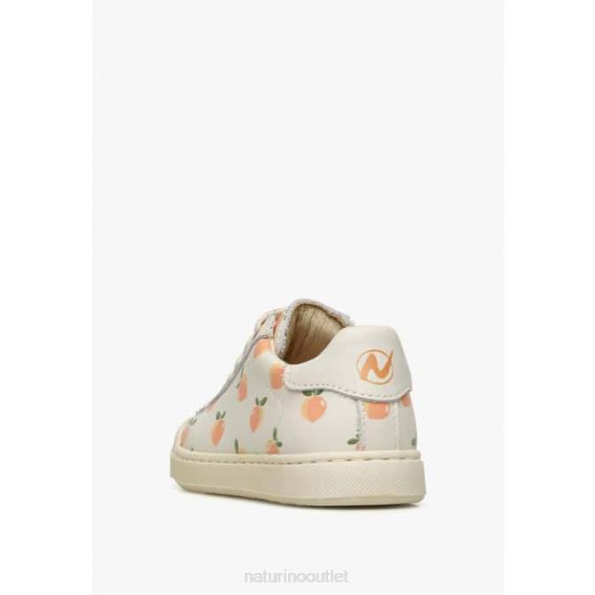 Kids Naturino Cream EINDHOVEN ZIP Apricot Print Leather Sneakers J6T6403