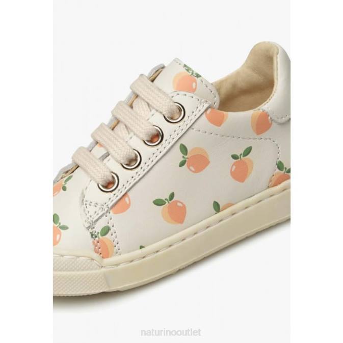 Kids Naturino Cream EINDHOVEN ZIP Apricot Print Leather Sneakers J6T6403
