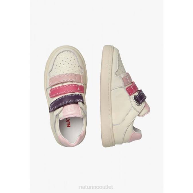 Kids Naturino Cream-Pink THERAL VL. Leather Sneakers J6T6467