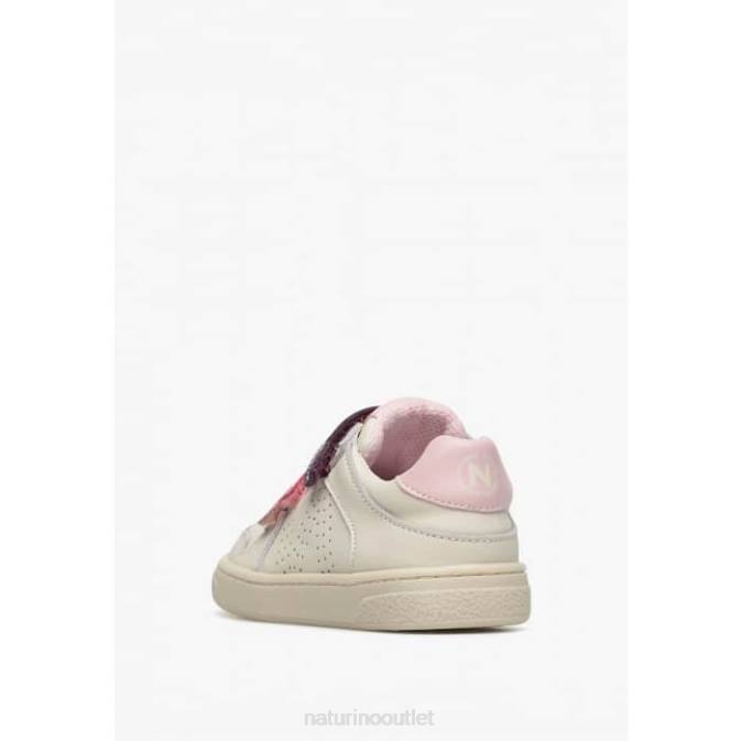 Kids Naturino Cream-Pink THERAL VL. Leather Sneakers J6T6467