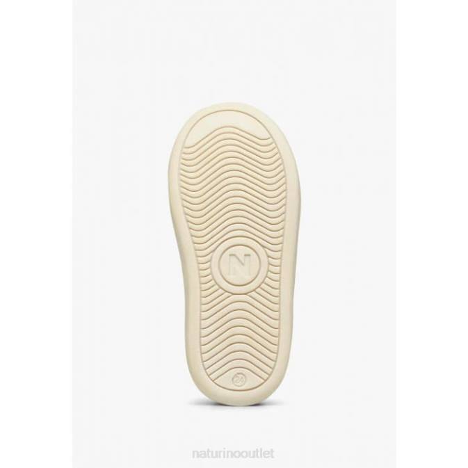 Kids Naturino Cream-Platinum QUAR ZIP. Leather Sneakers J6T6489