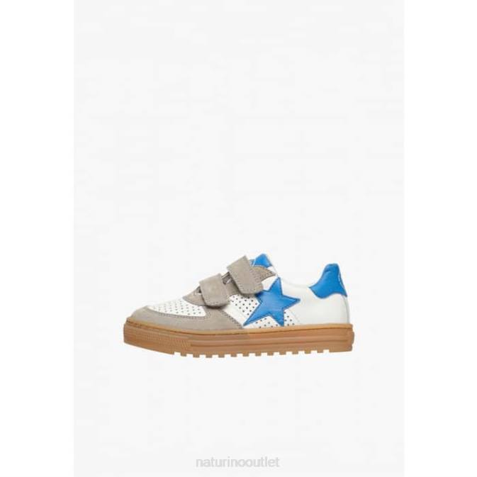 Kids Naturino Dove Grey-Light Blue HESS VL. Leather and Suede Sneakers J6T6384