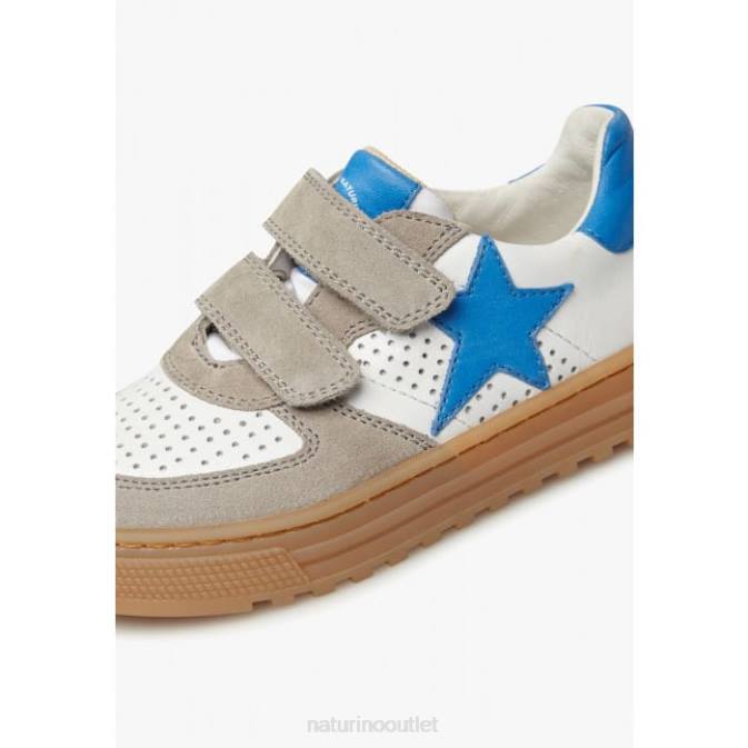 Kids Naturino Dove Grey-Light Blue HESS VL. Leather and Suede Sneakers J6T6384