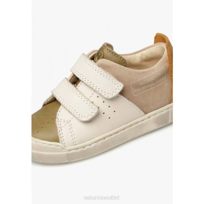Kids Naturino Dove Grey TRAJAN VL Leather and Suede Sneakers J6T6496