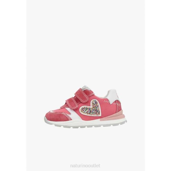Kids Naturino Fuchsia QUELLY VL Leather and Fabric Sneakers J6T6414