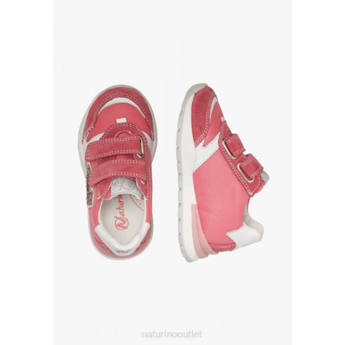 Kids Naturino Fuchsia QUELLY VL Leather and Fabric Sneakers J6T6414