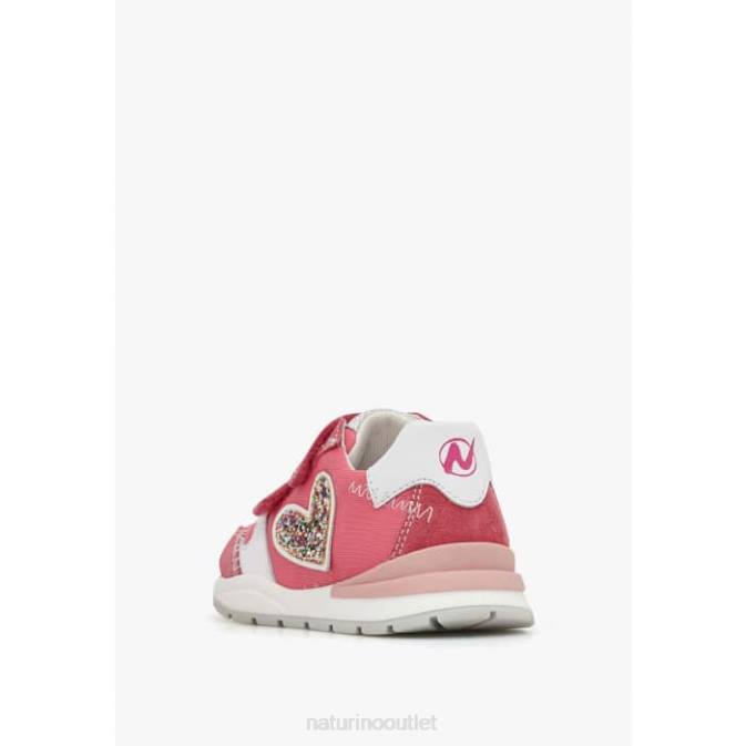 Kids Naturino Fuchsia QUELLY VL Leather and Fabric Sneakers J6T6414