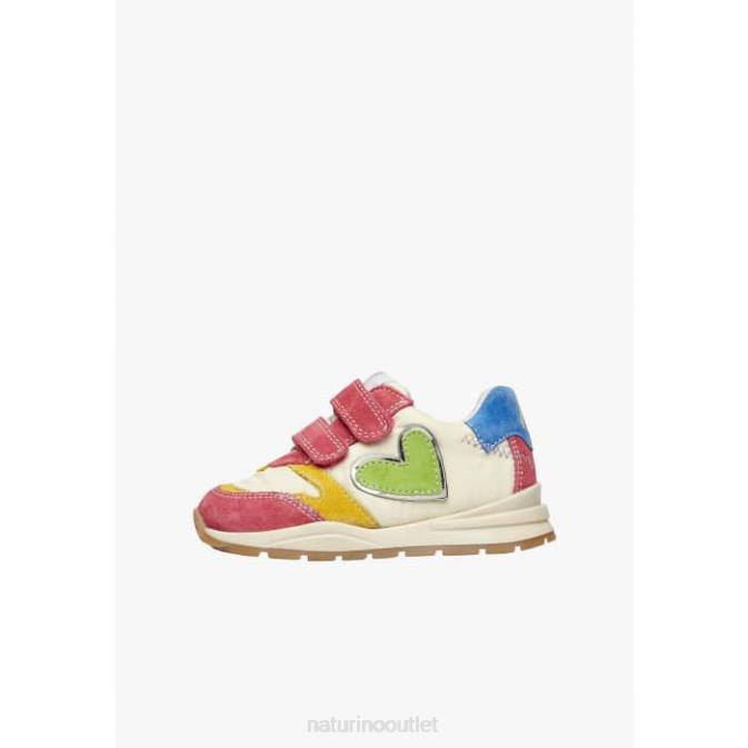 Kids Naturino Fuchsia-White QUELLY VL Suede and Fabric Sneakers J6T6479