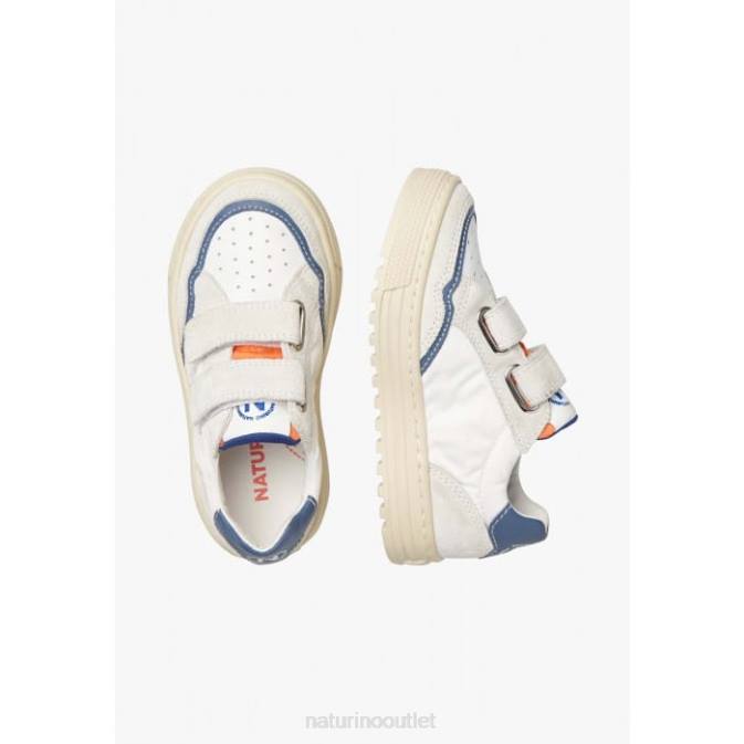 Kids Naturino Grey-Blue ARITON VL. Leather and Fabric Sneakers J6T6409