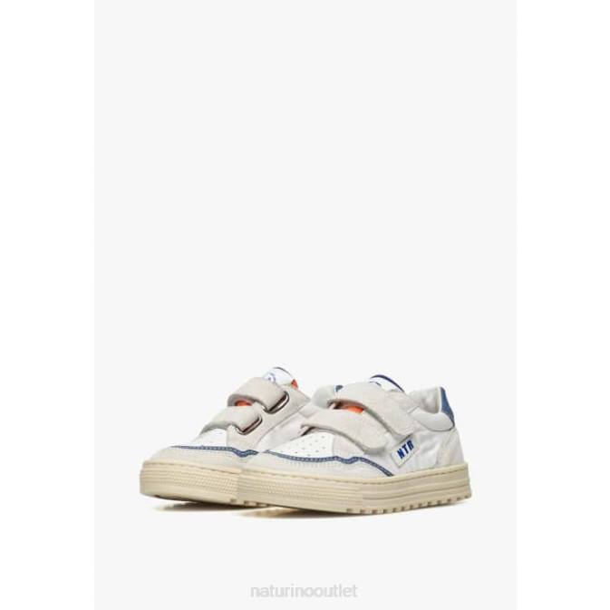 Kids Naturino Grey-Blue ARITON VL. Leather and Fabric Sneakers J6T6409