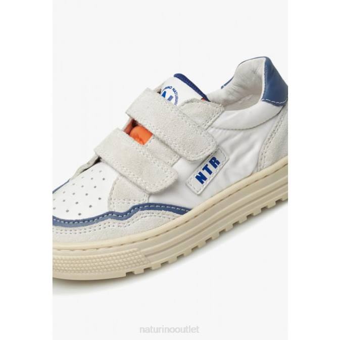 Kids Naturino Grey-Blue ARITON VL. Leather and Fabric Sneakers J6T6409