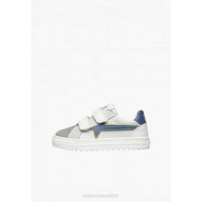 Kids Naturino Grey-Blue BLITZ VL. Leather and Suede Sneakers J6T6390