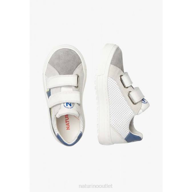 Kids Naturino Grey-Blue BLITZ VL. Leather and Suede Sneakers J6T6390