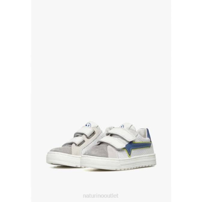 Kids Naturino Grey-Blue BLITZ VL. Leather and Suede Sneakers J6T6390