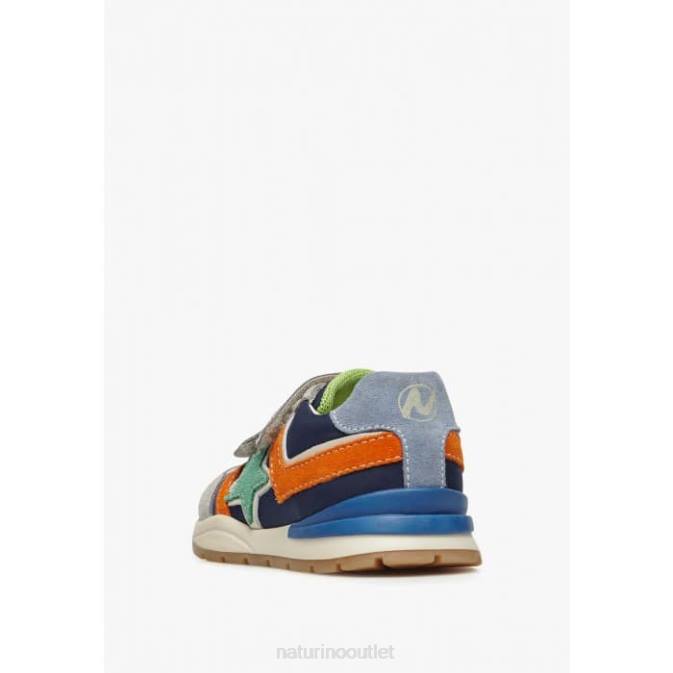Kids Naturino Grey-Blue EVON VL Suede and Fabric Sneakers J6T6401
