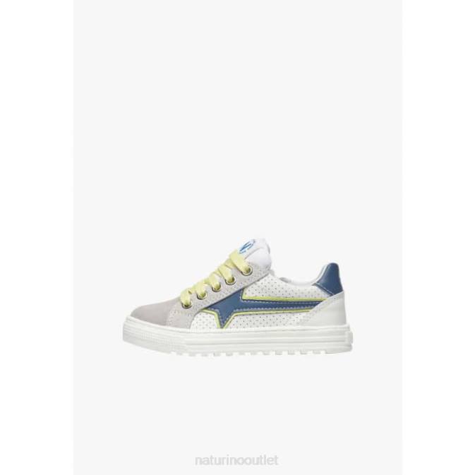 Kids Naturino Grey-Fluo Green BLITZ ZIP. Leather and Suede Sneakers J6T6387