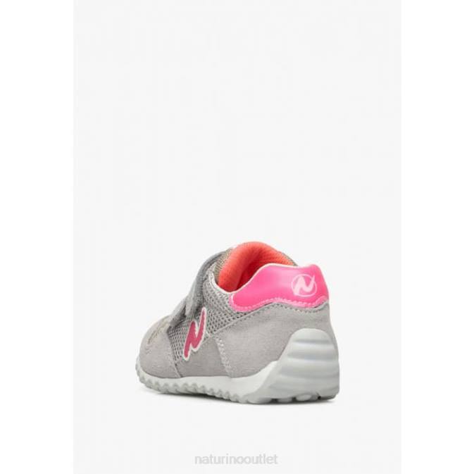 Kids Naturino Grey-Fuchsia SAMMY 2 VL. Leather and Fabric Sneakers J6T6517