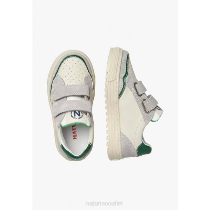 Kids Naturino Grey-Green ARITON VL. Leather and Suede Sneakers J6T6450