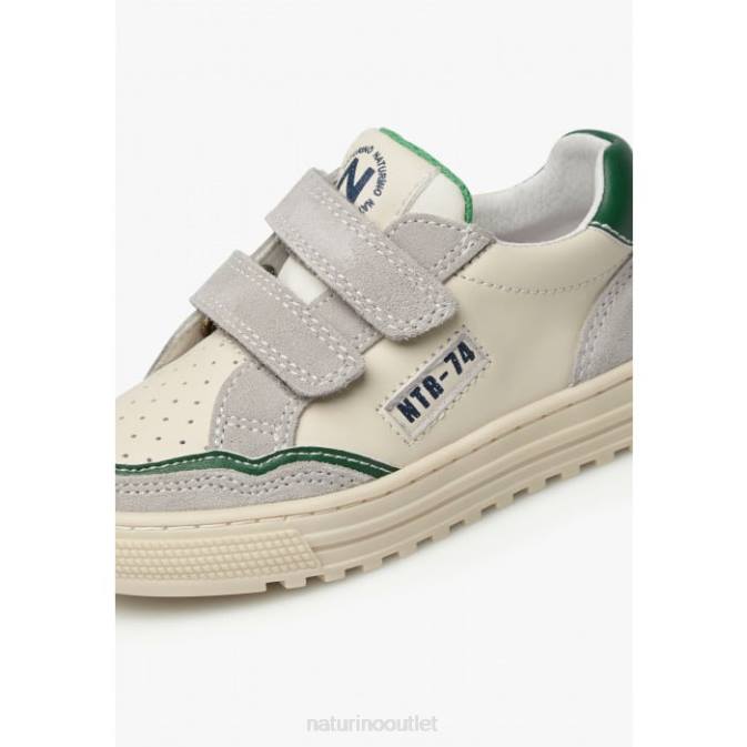 Kids Naturino Grey-Green ARITON VL. Leather and Suede Sneakers J6T6450