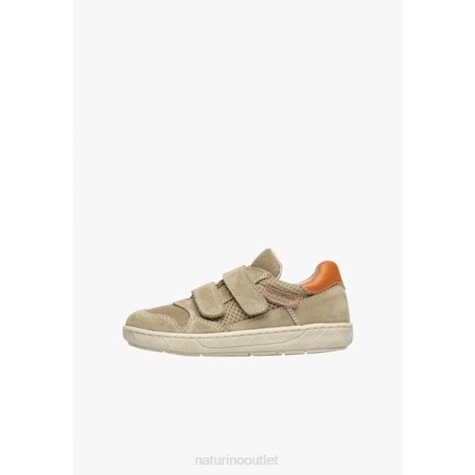 Kids Naturino Grey-Orange LILOX VL Suede and Fabric Sneakers J6T6492